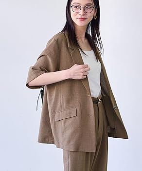 【接触冷感性/洗える】フィブリルツイル ハーフスリーブ ジャケット サイズ44 接触冷感性/洗える】フィブリルツイル ハーフスリーブ